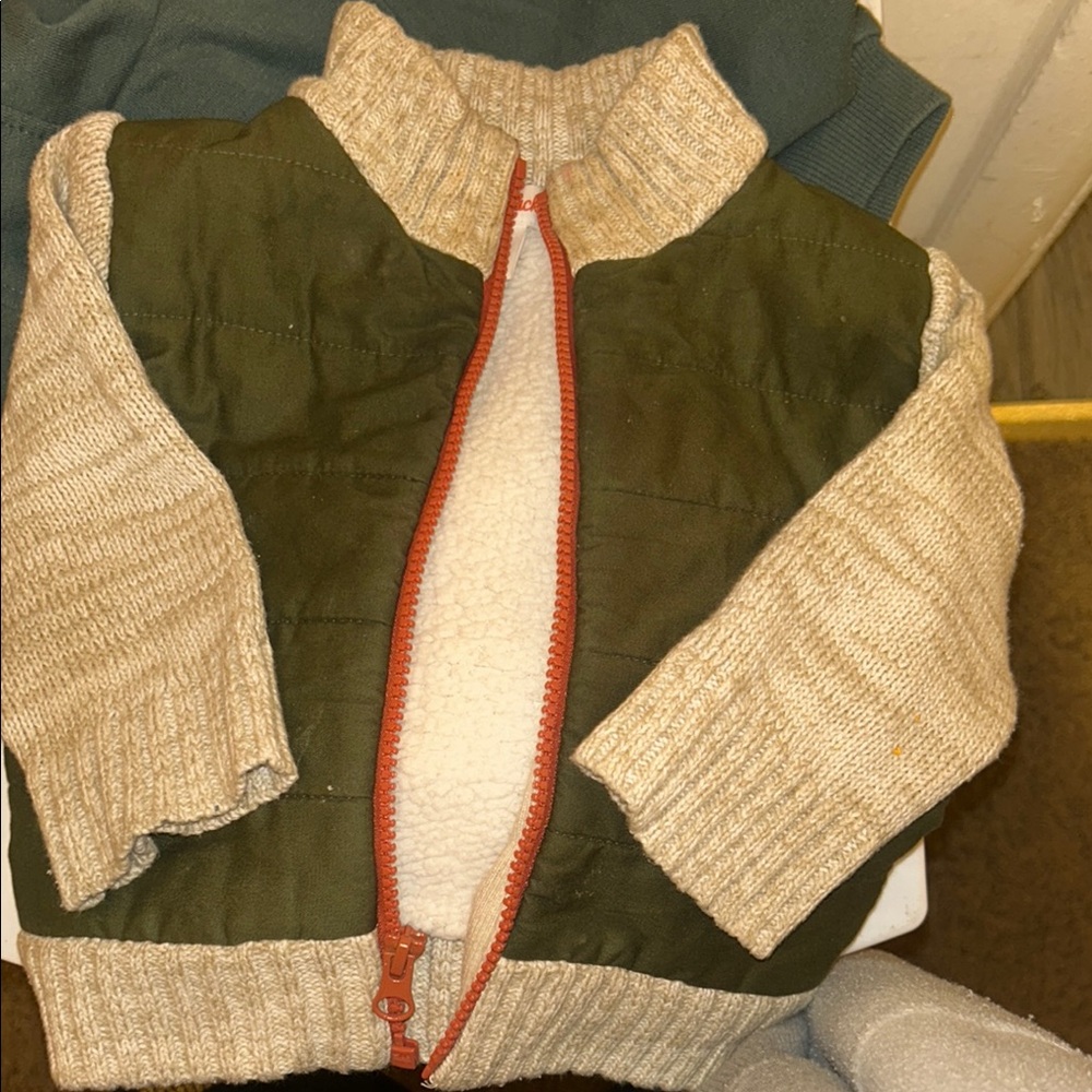 Kids Olive Green and Beige Jacket